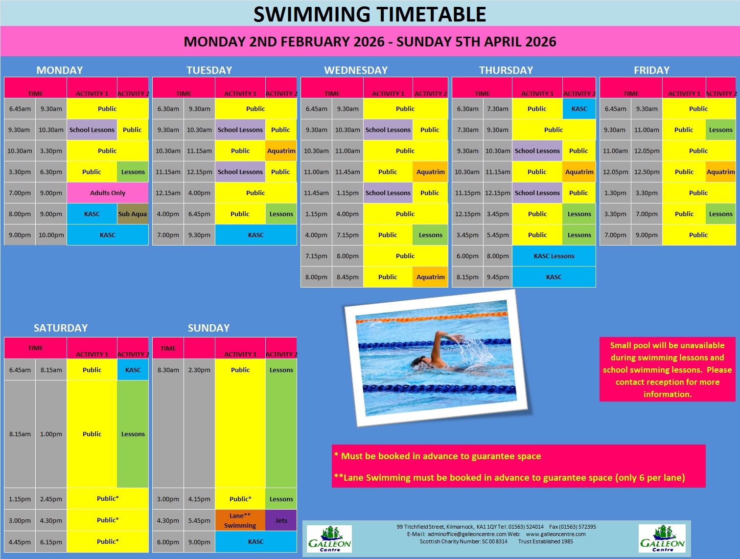 POOL TIMETABLE FROM 02.02.26 05.04.26